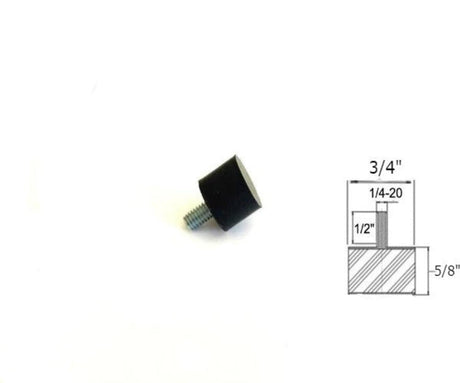Rubber Vibration Isolator Mount (3/4" Diameter x 5/8" Height) 1/2" Long Stud