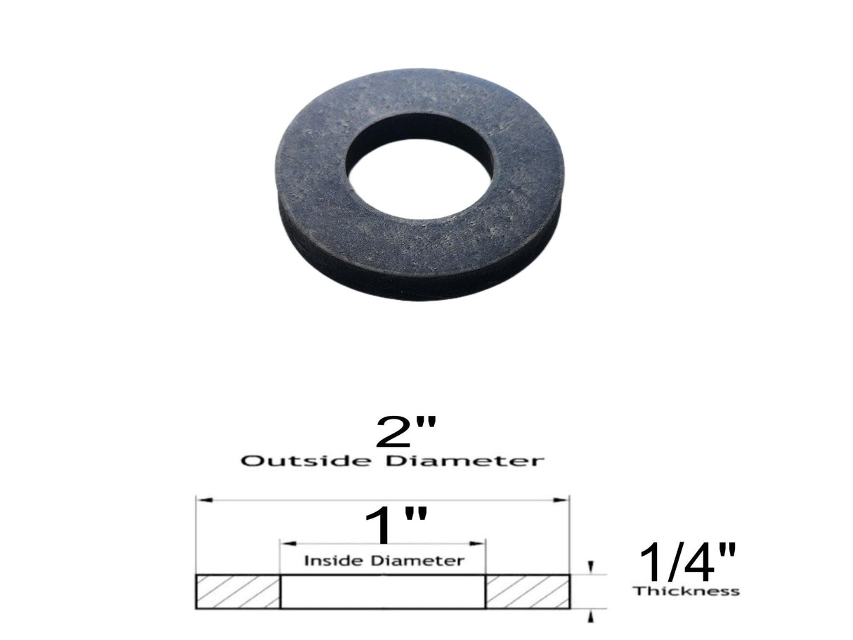 Neoprene Flat Rubber Washer Spacer - 2" Od x 1" Id x 1/4" Thickness