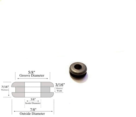 3/8" Inside Diameter Rubber Grommet - 3/16" Groove - Fits 5/8" Panel Holes