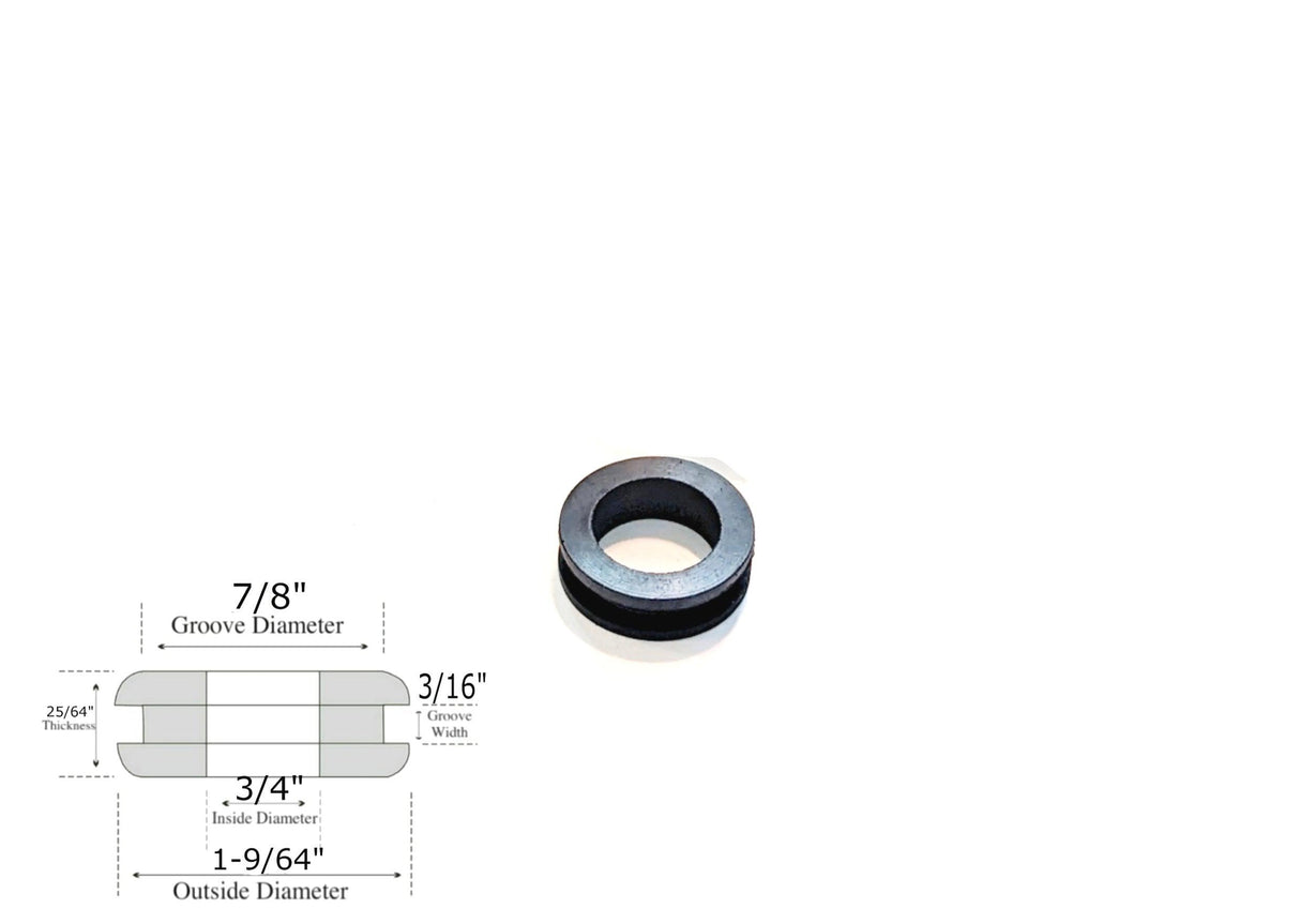 3/4" Inside Diameter Rubber Grommet - 3/16" Groove Width - Fits 7/8" Holes