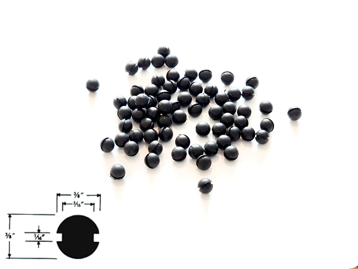 Individual Push-in Rubber Bumper Feet Tight Grip Stem Stoppers/Hole Plugs - 3/8" Bottom Base Diameter - 5/32" Bottom Base Height - 1/16" Panel Thickness Groove - Fits 5/16" Holes