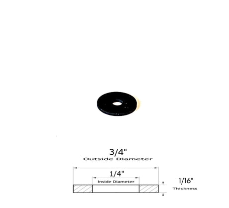 Neoprene Flat Rubber Washer Spacer - 3/4" OD X 1/4" ID X 1/16" Thickness