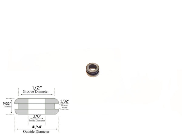 3/8" Inside Diameter Rubber Grommet - 3/32" Groove Width - Fits 1/2" Holes