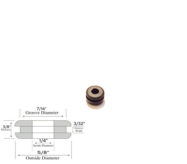 1/4" Inside Diameter Rubber Grommet - 3/32" Groove Width- Fits 7/16" Holes