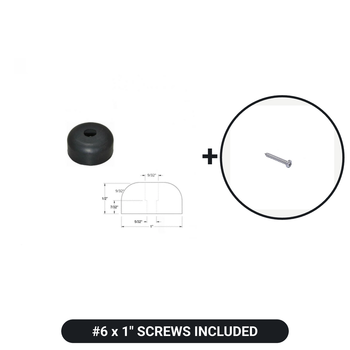 Kitchen appliance rubber feet with #6 x 1 inch screws included