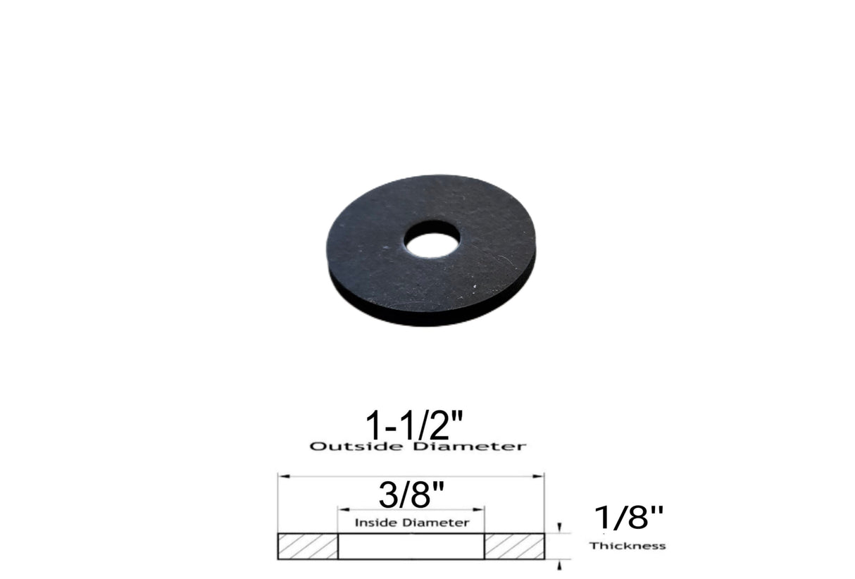Neoprene Flat Rubber Washer Spacer - 1-1/2" Od x 3/8" Id x 1/8" Thickness