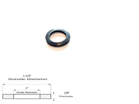 Neoprene Flat Rubber Washer Spacer - 1-1/2" Od x 1" Id x 1/8" Thickness
