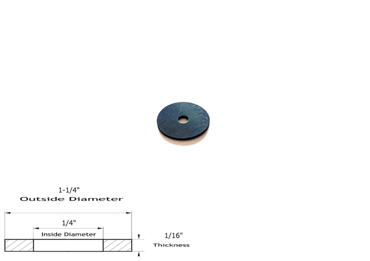 Neoprene Flat Rubber Washer Spacer - 1-1/4" Od x 1/4" Id x 1/16" Thickness
