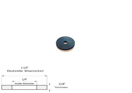 Neoprene Flat Rubber Washer Spacer - 1-1/4" Od x 1/4" Id x 1/16" Thickness