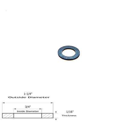 Neoprene Flat Rubber Washer Spacer - 1-1/4" Od x 3/4" Id x 1/16" Thickness