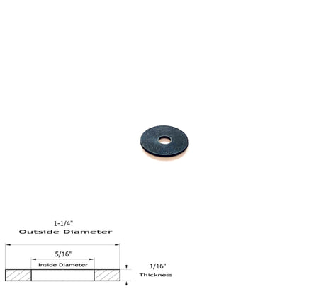 Neoprene Flat Rubber Washer Spacer - 1-1/4" Od x 5/16" Id x 1/16" Thickness