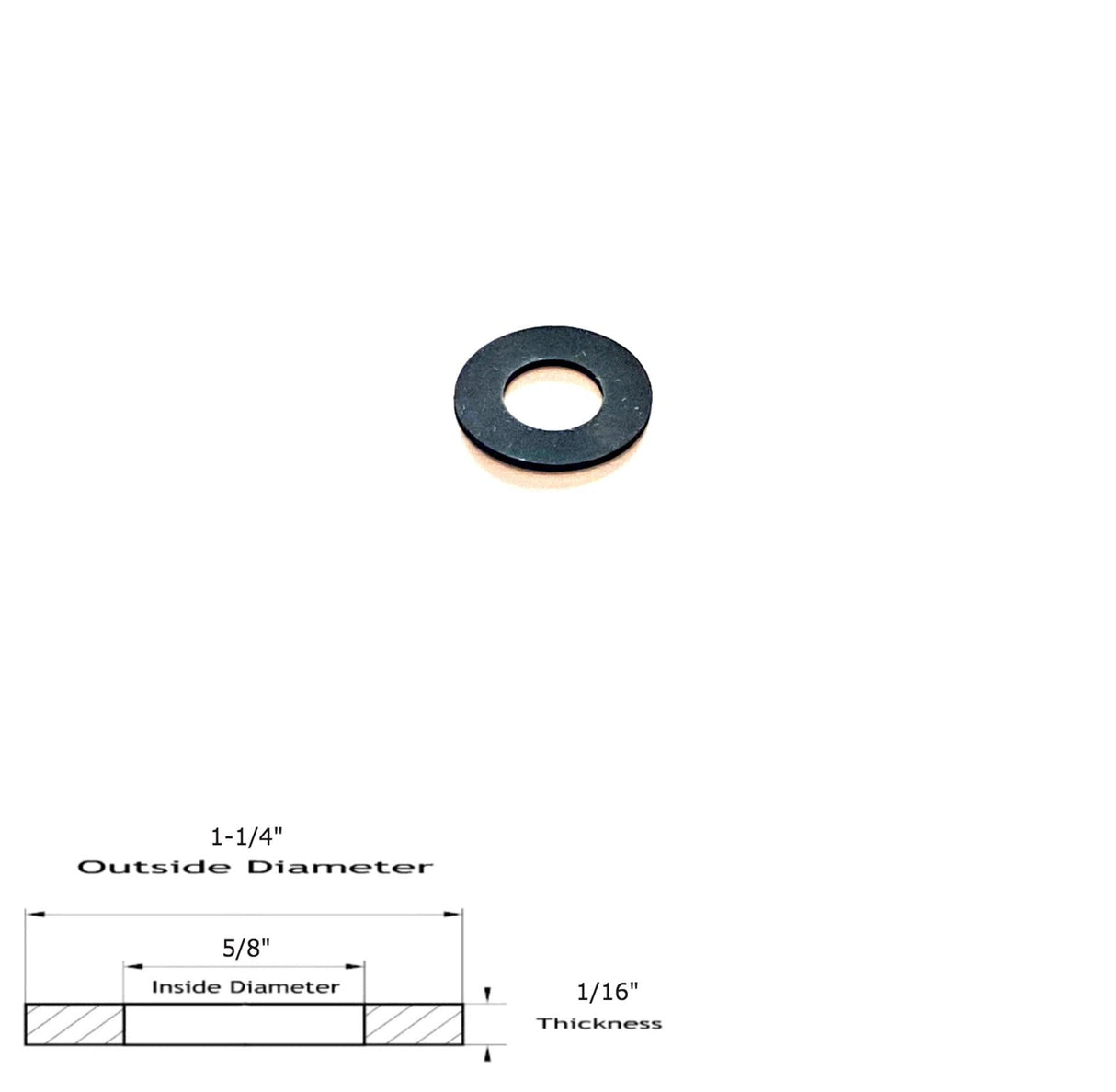 Neoprene Flat Rubber Washer Spacer - 1-1/4" Od x 5/8" Id x 1/16" Thickness