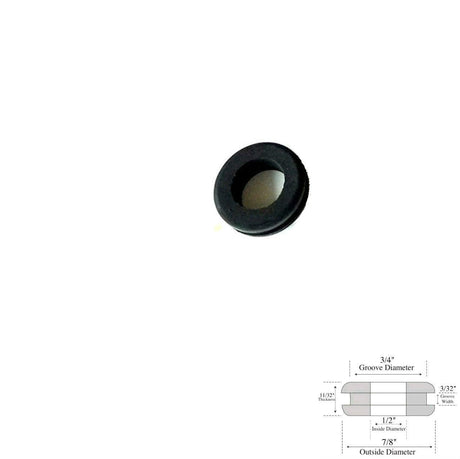 1/2" Inside Diameter Rubber Grommet - 3/32" Groove Width" - Fits 3/4" Holes