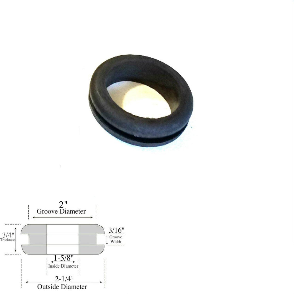 1-5/8" Inside Diameter Rubber Grommet - 3/16" Groove Width - Fits 2" Holes - Will Also Fit 1-1/4" Pvc Pipes