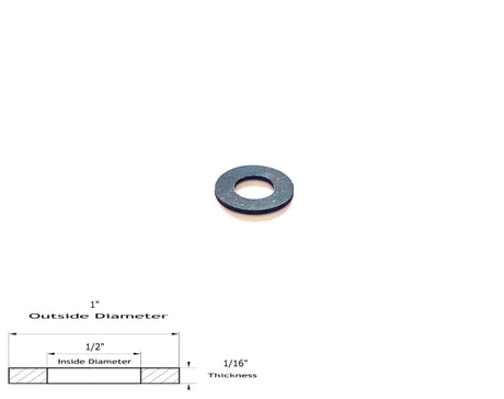 Neoprene Flat Rubber Washer Spacer - 1" Od x 1/2" Id x 1/16" Thickness
