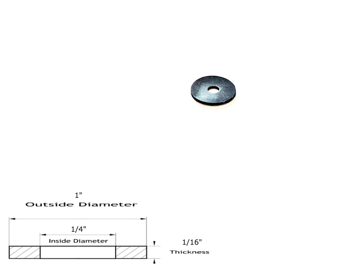 Neoprene Flat Rubber Washer Spacer - 1" Od x 1/4" Id x 1/16" Thickness