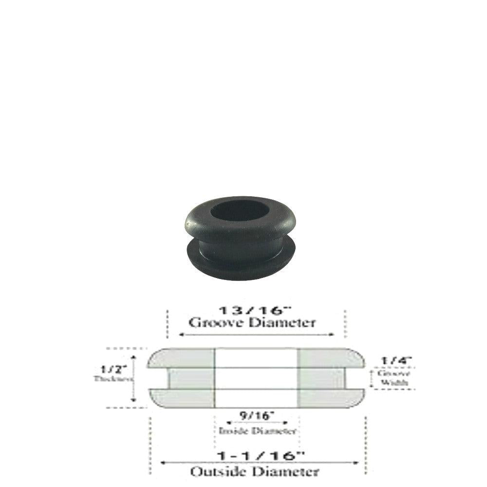 9/16" Inside Diameter Rubber Grommet - 1/4" Groove Width - Fits 13/16" Hole