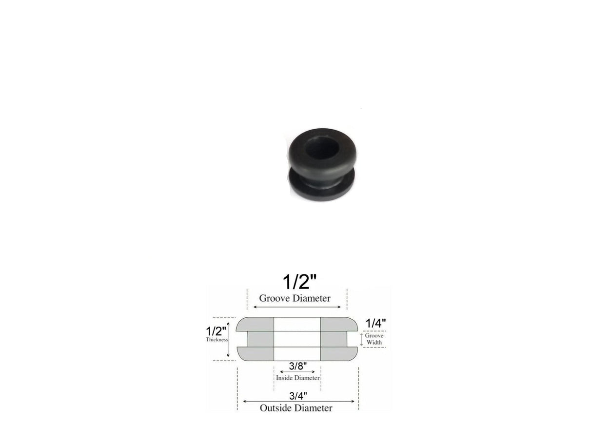 3/8" Inside Diameter Rubber Grommet - 1/4" Groove Width - Fits 1/2" Holes