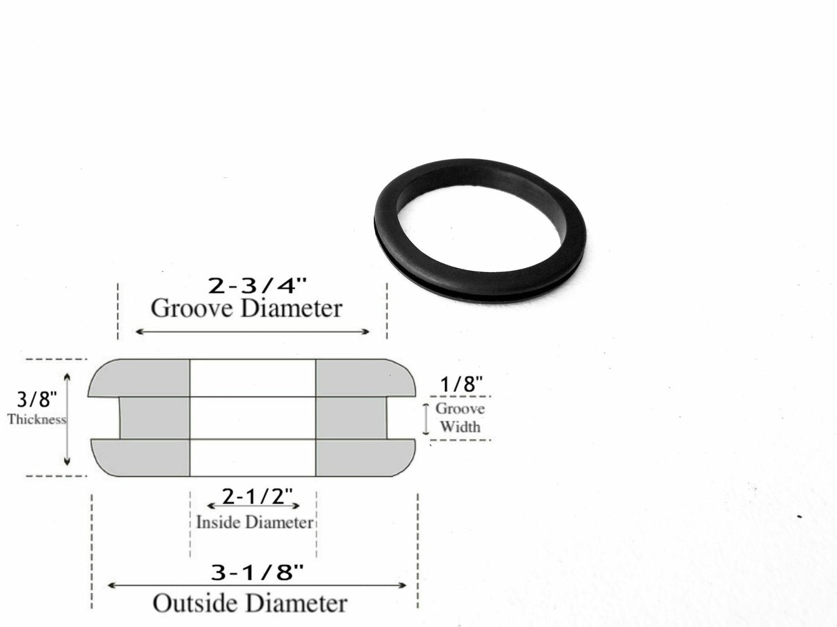 2-1/2" Inside Diameter Rubber Grommet - 1/8" Groove Width - Fits 2-3/4" Hole