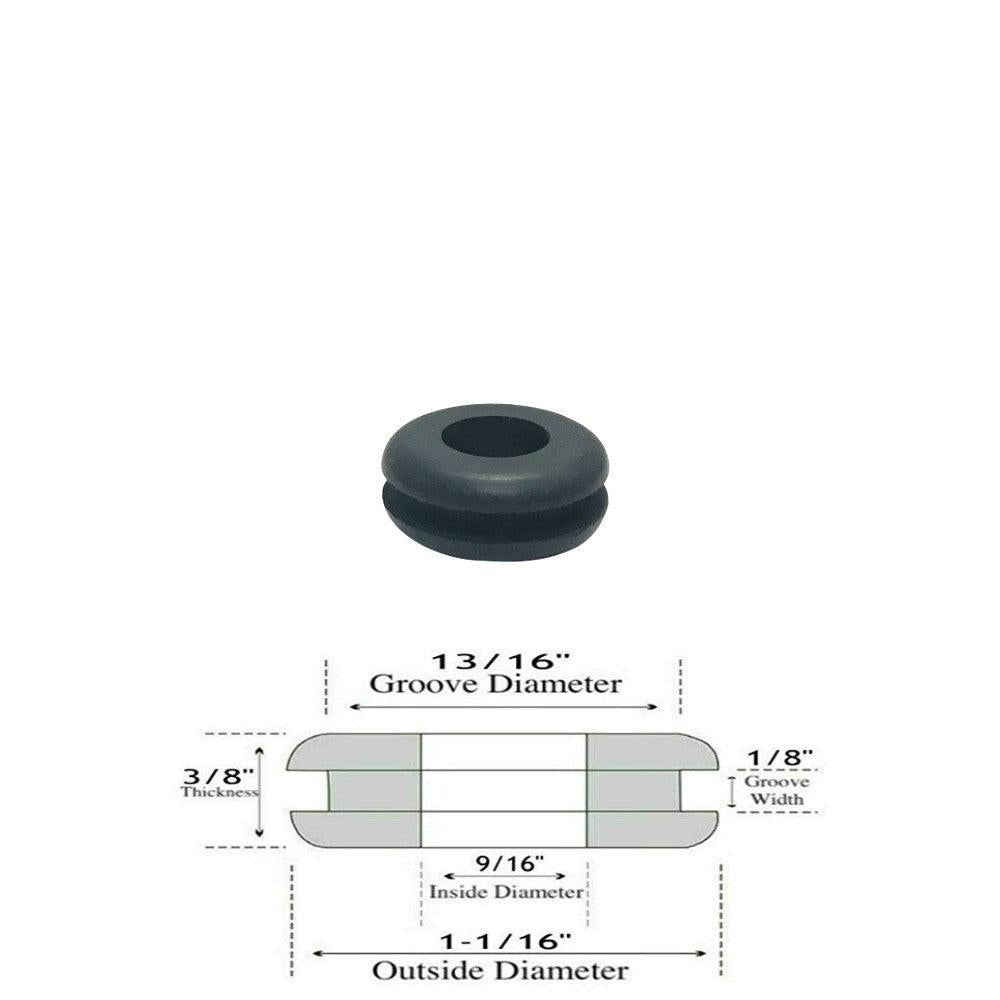 9/16" Inside Diameter Rubber Grommet - 1/8" Groove Width - Fits 13/16" Holes
