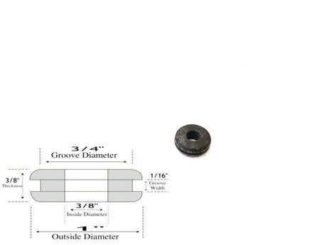 3/8" Inside Diameter Rubber Grommet - 1/16" Groove Width - Fits 3/4" Hole