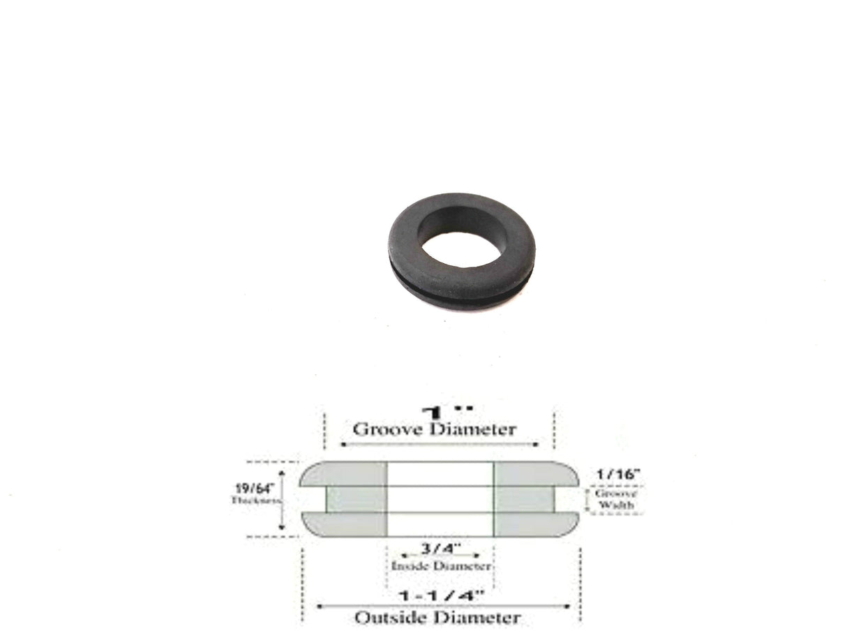 3/4" ID Rubber Grommet - 1/16 Groove Width - Fits 1" Panel Holes