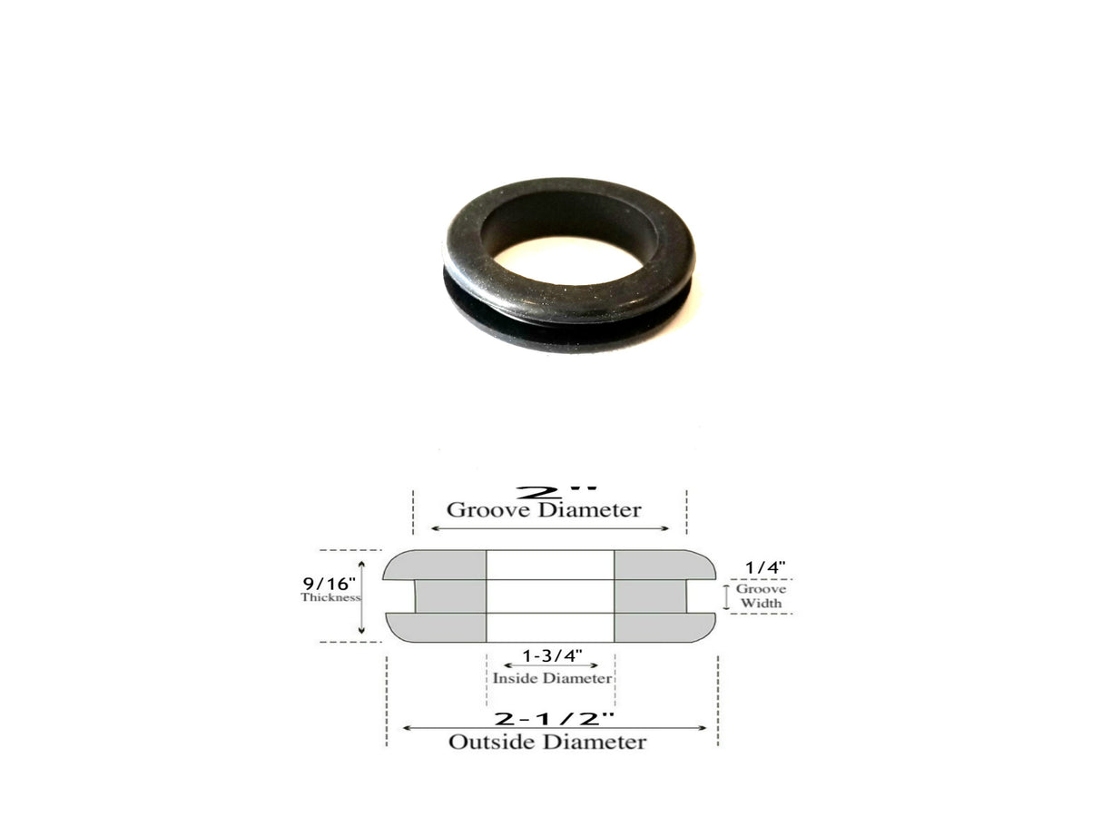 1-3/4" Inside Diameter Rubber Grommet - 1/4" Groove Width- Fits 2" Hole