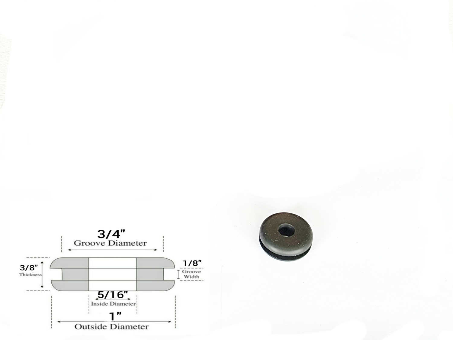 5/16" Inside Diameter Rubber Grommet - 1/8" Groove Width - Fits 3/4" Holes