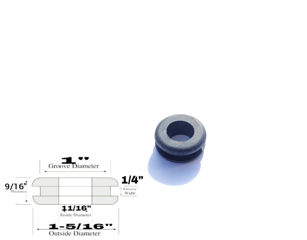 11/16" Inside Diameter Rubber Grommet - 1/4" Groove Width - Fits 1" Holes