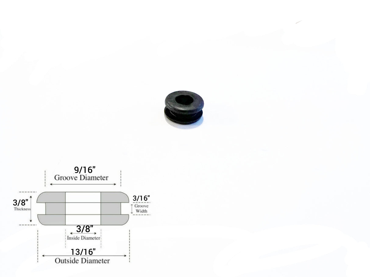 3/8" Inside Diameter Rubber Grommet - 3/16" Groove Width - Fits 9/16" Holes