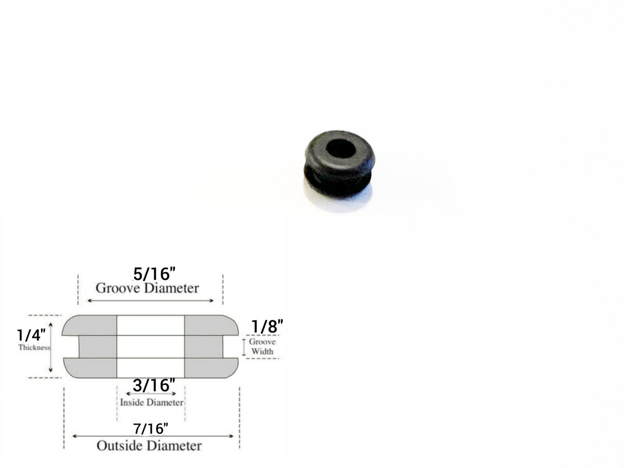 3/16" Inside Diameter Rubber Grommet - 1/8" Groove - Fits 5/16" Panel Hole