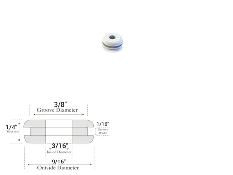(Gray) 3/16" Inside Diameter Rubber Grommet - 1/16" Groove Width - Fits 3/8" Holes