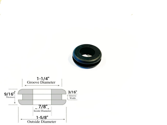 7/8" Inside Diameter Rubber Grommet - 3/16" Groove Width - Fits 1-1/4" Panel Hole