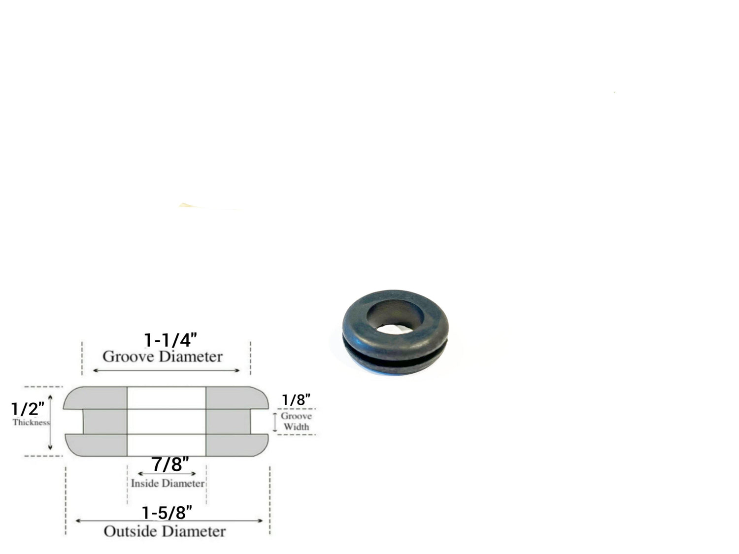 7/8" Inside Diameter Rubber Grommet - 1/8" Groove Width - Fits 1-1/4" Panel Hole