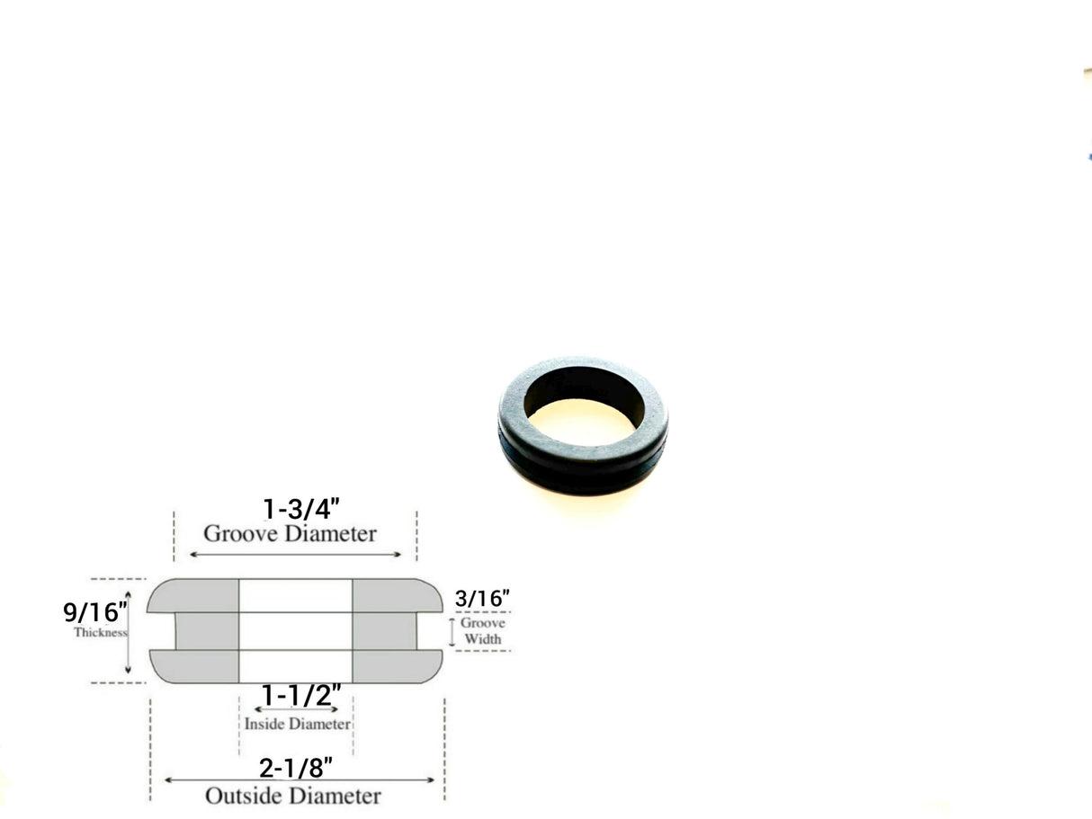 1-1/2" Inside Diameter Rubber Grommet - 3/16" Groove Width - Fits 1-3/4" Panel Hole