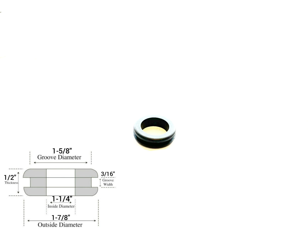 1-1/4" Inside Diameter Rubber Grommet - 3/16" Groove Width - Fits 1-5/8" Panel Hole