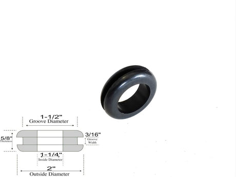 1-1/4" Inside Diameter Rubber Grommet - 3/16" Groove Width - Fits 1-1/2" Holes