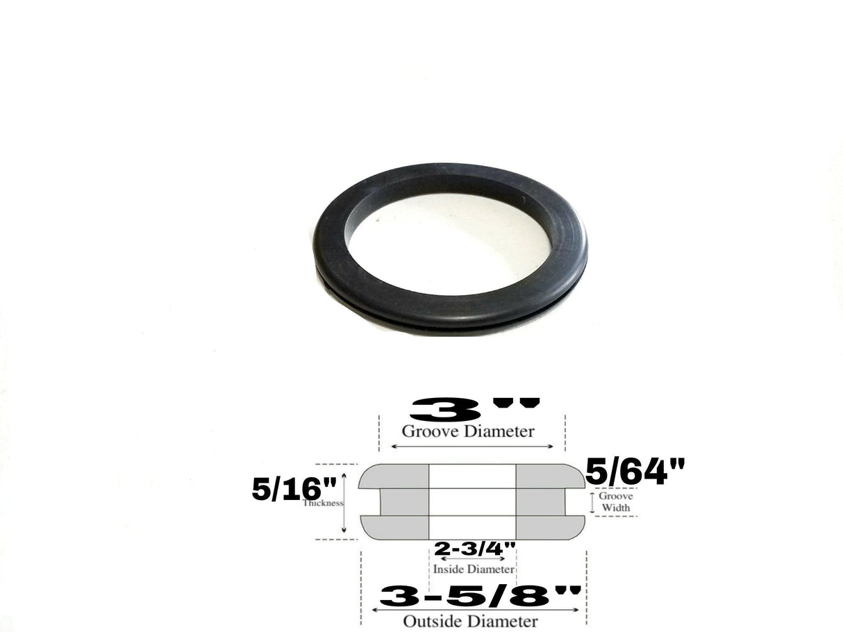 2-3/4" Inside Diameter Rubber Grommet - 5/64" Groove Width - Fits 3" Holes