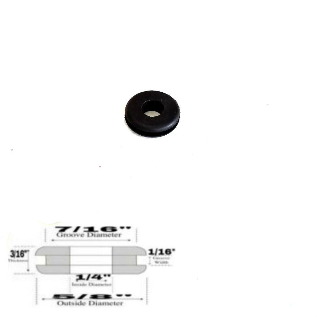 1/4" Inside Diameter Rubber Grommet - 1/16" Groove Width- Fits 7/16" Holes