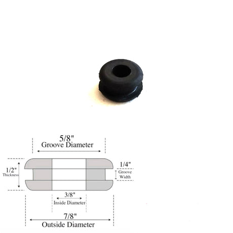 3/8" Inside Diameter Rubber Grommet - 1/4" Groove Width - Fits 5/8" Holes