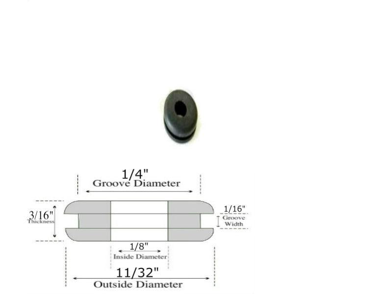 1/8" Inside Diameter Rubber Grommet - 1/16" Groove Width - Fits 1/4" Holes