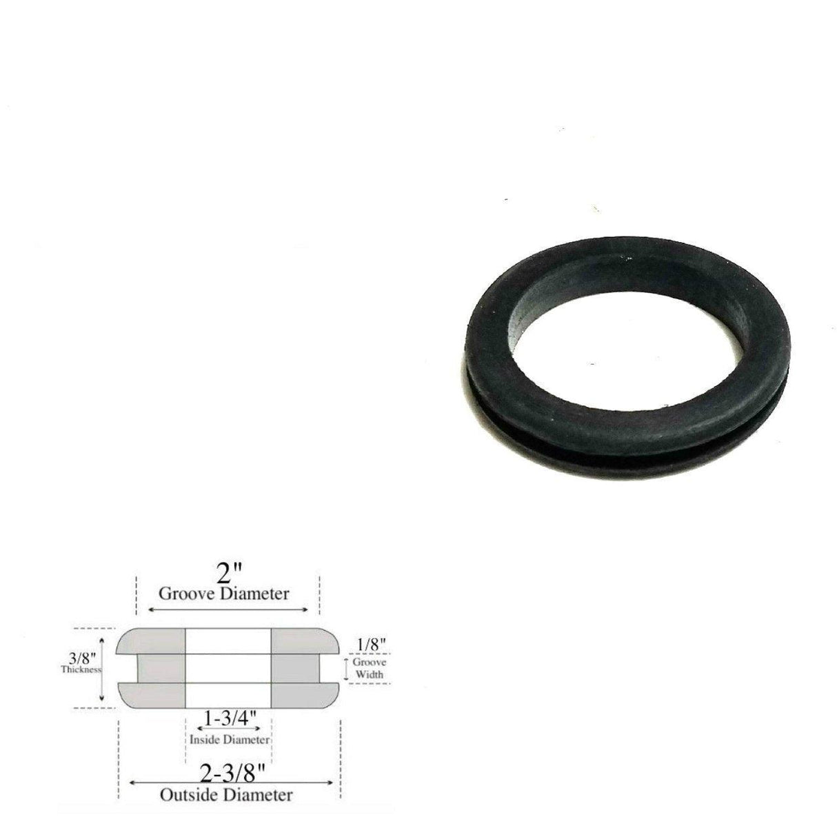 1-3/4" Inside Diameter Rubber Grommet - 1/8" Groove Width - Fits 2" Holes