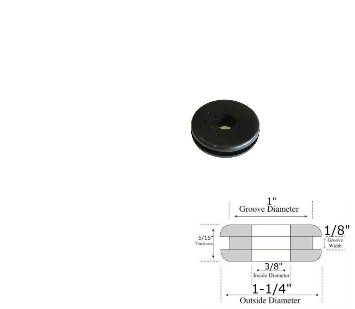 3/8" Inside Diameter Rubber Grommet - 1/8" Groove Width - Fits 1" Holes