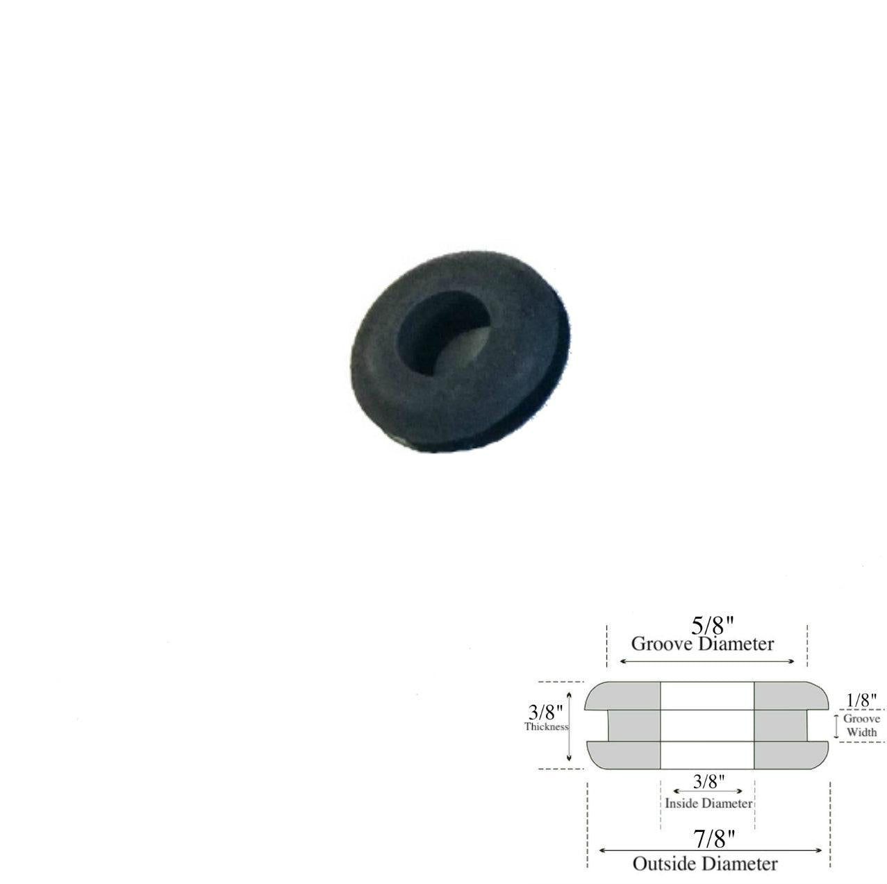 3/8" Inside Diameter Rubber Grommet - 1/8" Groove Width - Fits 5/8" Holes