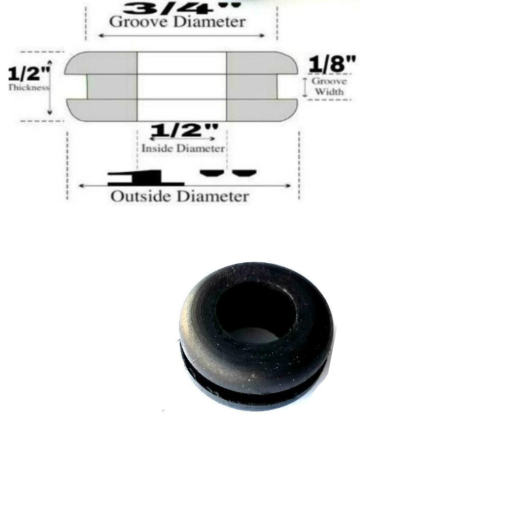 Black rubber wire grommet for an electrical panel box knockout hole