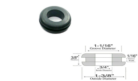 3/4 inch ID rubber grommet with a 1/16 inch groove for thin sheet metal panels