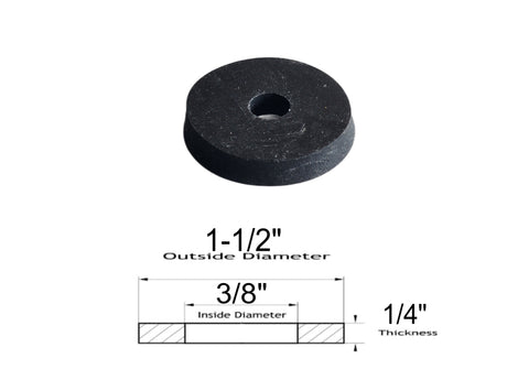 Neoprene Flat Rubber Washer Spacer - 1-1/2" Od x 3/8" Id x 1/4" Thickness