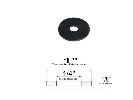 Neoprene Flat Rubber Washer Spacer - 1" Od x 1/4" Id x 1/8" Thickness