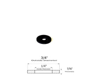 Neoprene Flat Rubber Washer Spacer - 3/4" OD X 1/4" ID X 1/16" Thickness