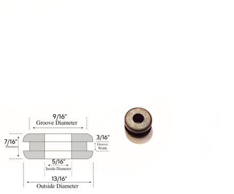 5/16" Inside Diameter Rubber Grommet - 3/16" Groove Width - Fits 9/16" Holes